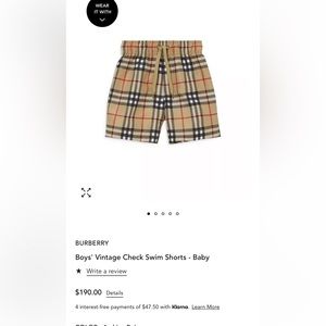 Burberry baby swim shorts